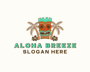 Tropical Tiki Statue logo design