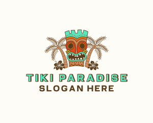 Tropical Tiki Statue logo design