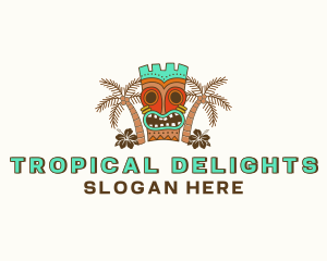 Tropical Tiki Statue logo design