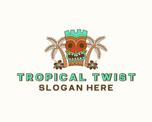 Tropical Tiki Statue logo design