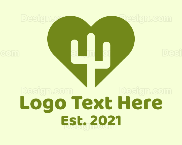 Nature Cactus Heart Logo