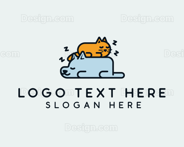 Sleeping Dog Cat Logo