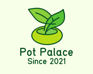 Leaf Pot Plant logo design