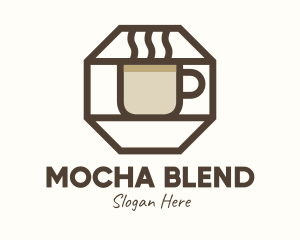 Brown Hexagon Coffee Cup logo design
