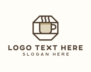 Brown Hexagon Coffee Cup logo