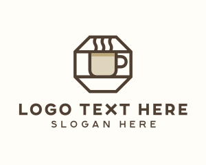 Brown Hexagon Coffee Cup Logo