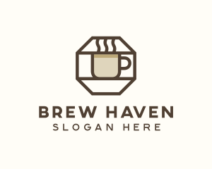 Brown Hexagon Coffee Cup logo design