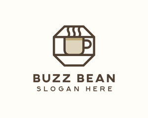 Brown Hexagon Coffee Cup logo design