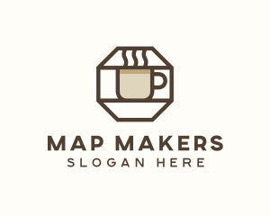 Brown Hexagon Coffee Cup logo design