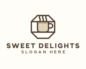 Brown Hexagon Coffee Cup logo design