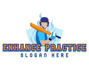 Cricket Batsman Player logo design