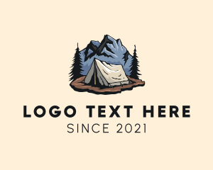 Forest Mountain Camping Tent logo design