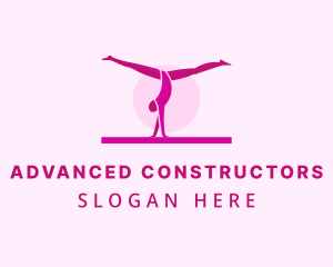 Pink Gymnast Balance logo design