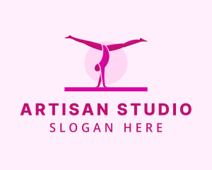 Pink Gymnast Balance logo design