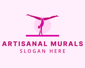 Pink Gymnast Balance logo design