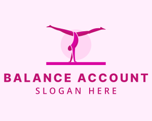 Pink Gymnast Balance logo design