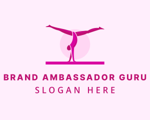 Pink Gymnast Balance logo design