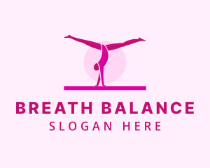 Pink Gymnast Balance logo design