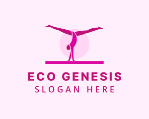 Pink Gymnast Balance logo design