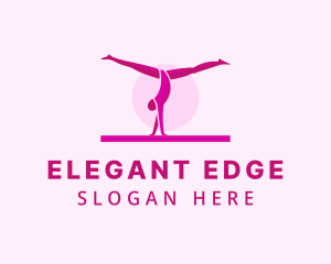 Pink Gymnast Balance logo design