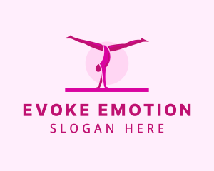 Pink Gymnast Balance logo design