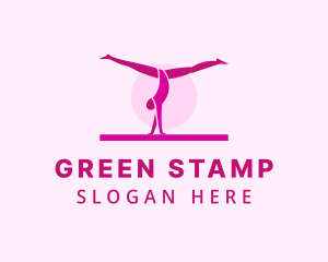 Pink Gymnast Balance logo design