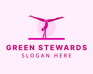 Pink Gymnast Balance logo design