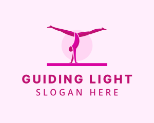 Pink Gymnast Balance logo design