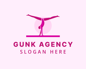 Pink Gymnast Balance logo design