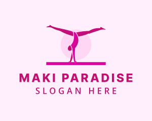 Pink Gymnast Balance logo design