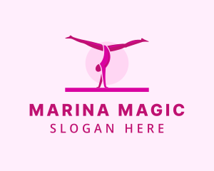 Pink Gymnast Balance logo design