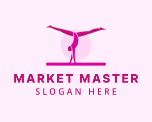 Pink Gymnast Balance logo design