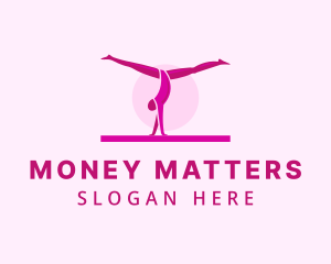 Pink Gymnast Balance logo design