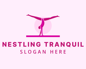 Pink Gymnast Balance logo design