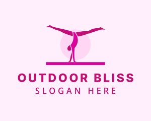 Pink Gymnast Balance logo design