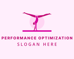 Pink Gymnast Balance logo design