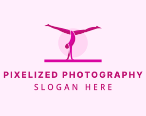 Pink Gymnast Balance logo design