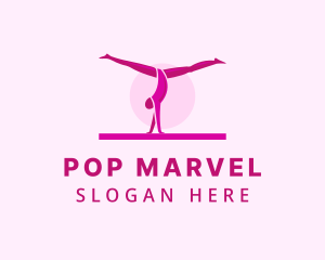 Pink Gymnast Balance logo design