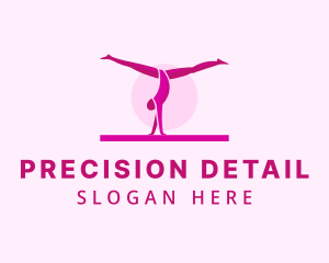 Pink Gymnast Balance logo design