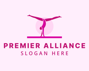 Pink Gymnast Balance logo design