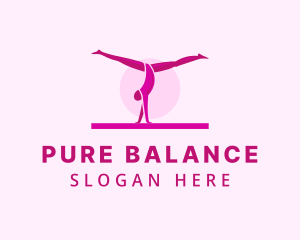 Pink Gymnast Balance logo design