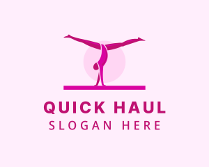 Pink Gymnast Balance logo design