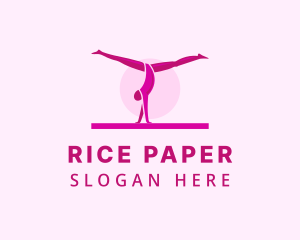 Pink Gymnast Balance logo design