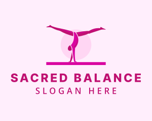 Pink Gymnast Balance logo design