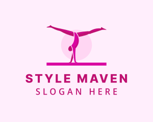 Pink Gymnast Balance logo design