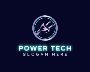 Power Electricity Plug logo design