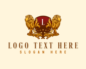 Elegant Lion Shield logo
