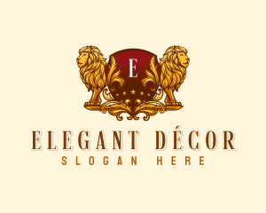 Elegant Lion Shield logo design