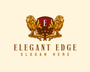 Elegant Lion Shield logo design