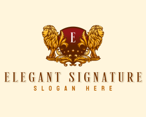 Elegant Lion Shield logo design